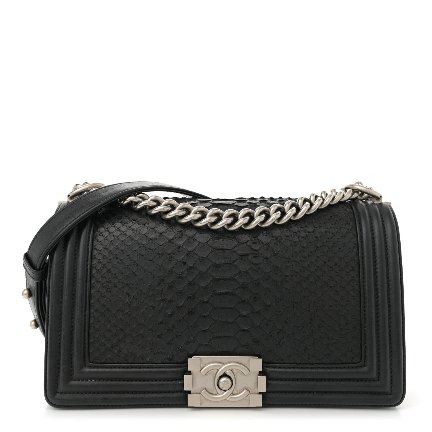 Chanel Snakeskin Medium Boy Flap Black 1 of 16