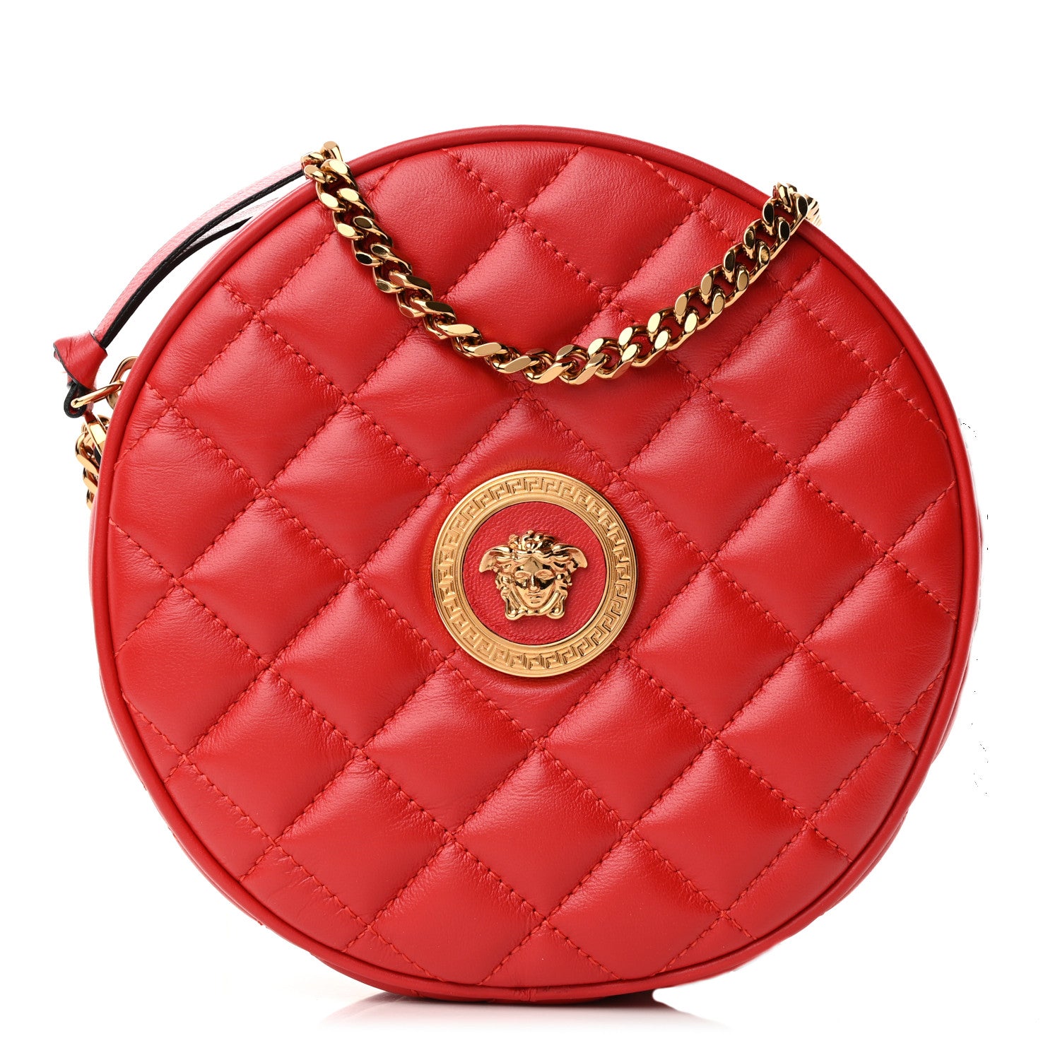 Versace Nappa Quilted La Medusa Round Camera Bag Red 1 of 9
