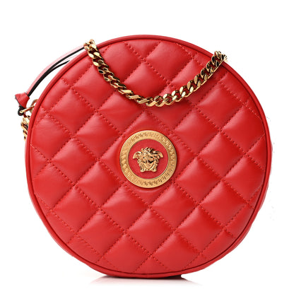Versace Nappa Quilted La Medusa Round Camera Bag Red 1 of 9