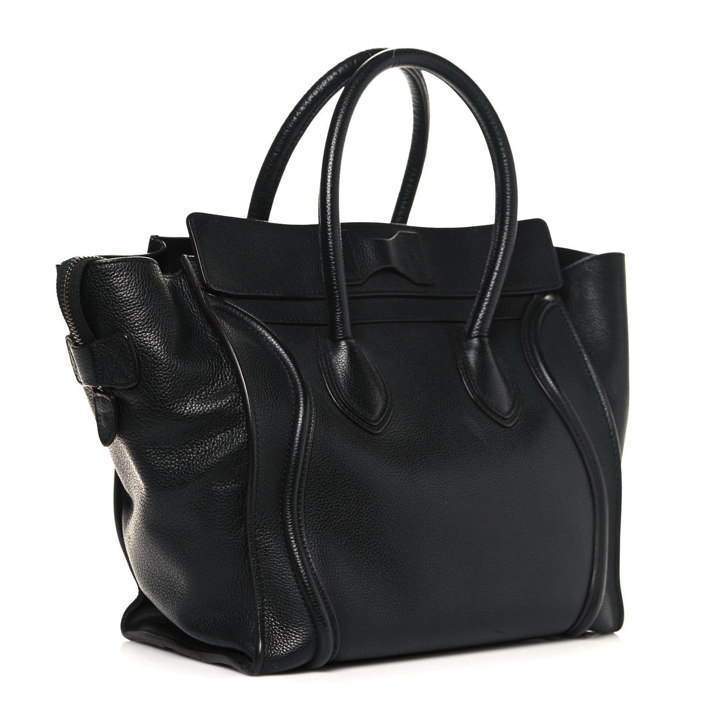 Drummed Calfskin Mini Luggage Black