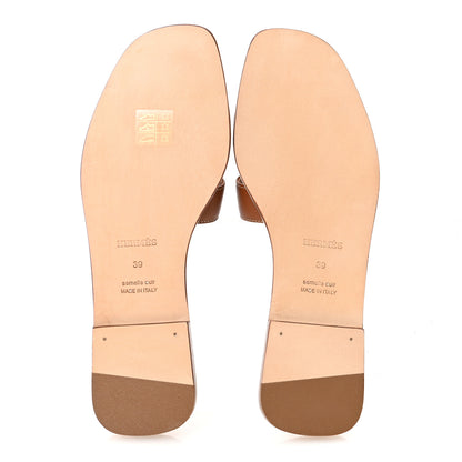 Hermes Box Calfskin Oran Sandals 39 Gold 6 of 9