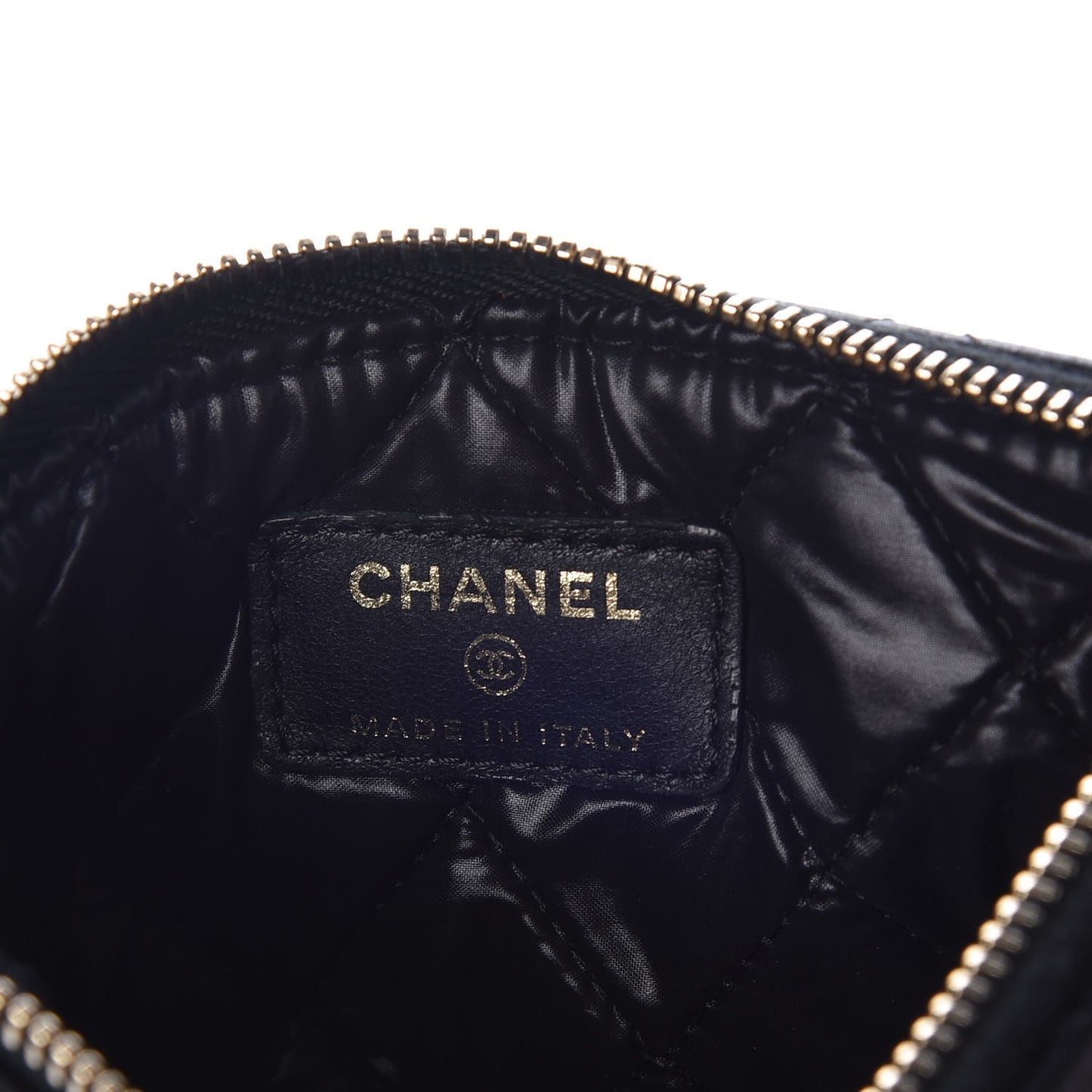Lambskin Quilted Small Casino Cosmetic Case Black