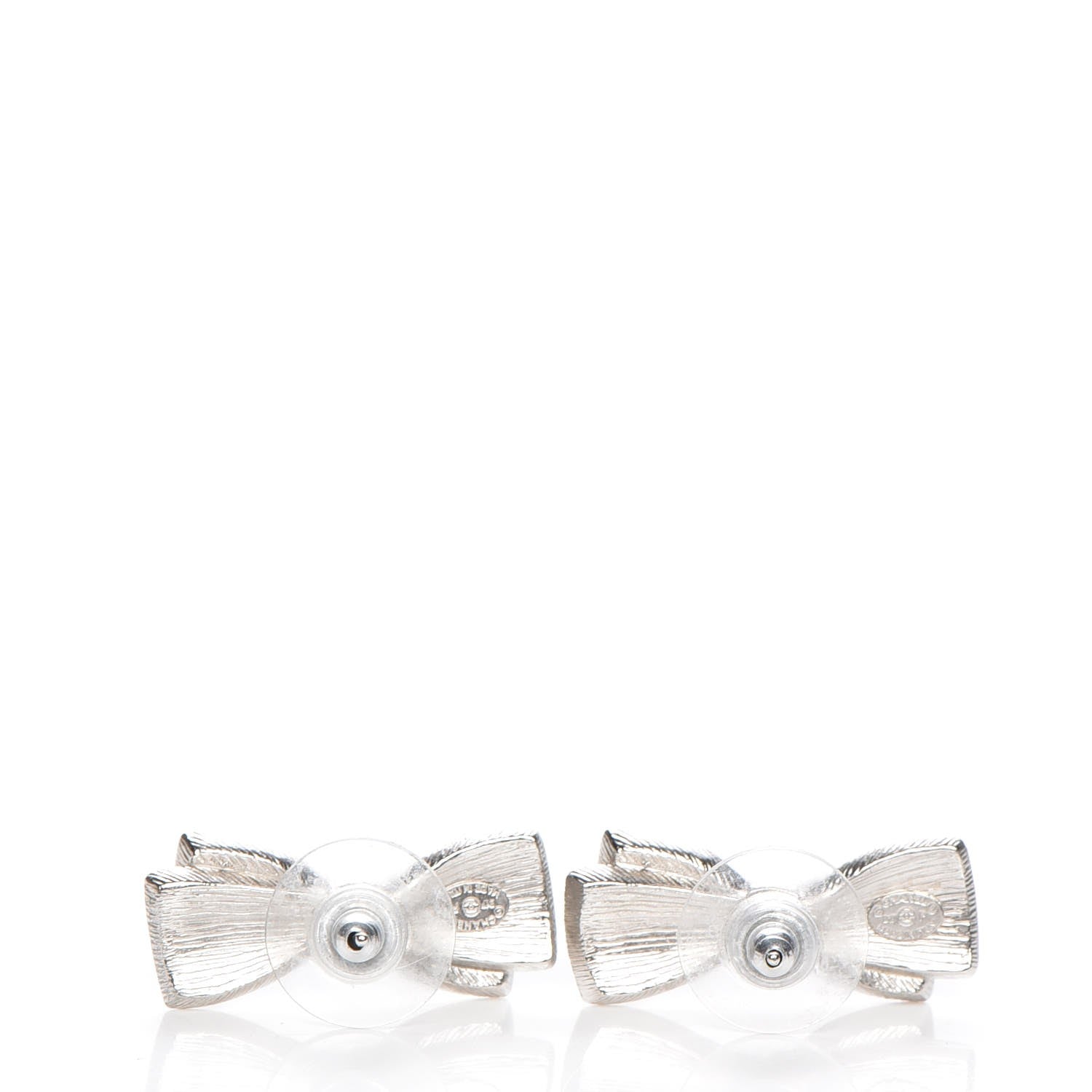 Chanel Crystal CC Bow Tie Earrings Black Silver 3 of 5