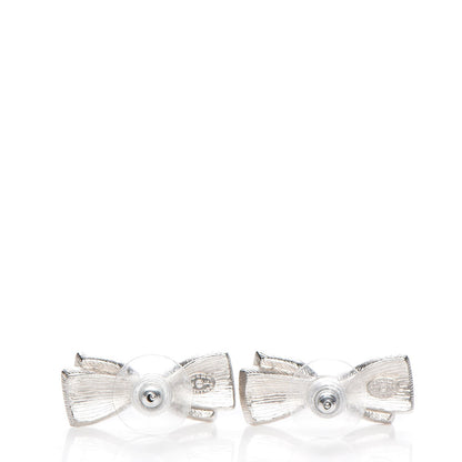 Chanel Crystal CC Bow Tie Earrings Black Silver 3 of 5