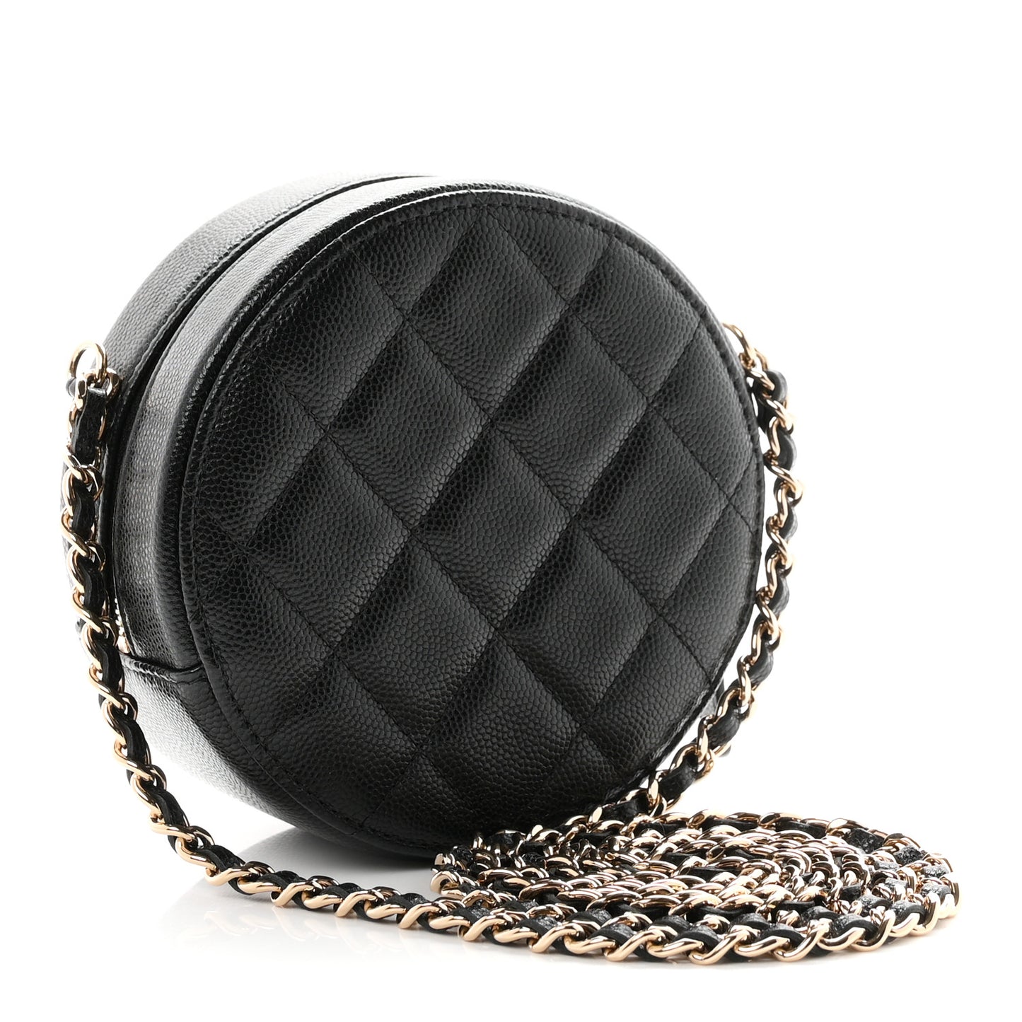 Caviar Quilted Gripoix CC Round Clutch With Chain Black