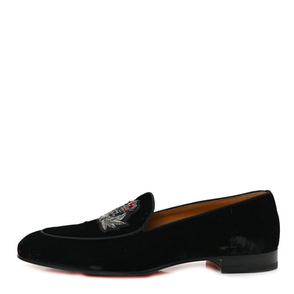 Christian Louboutin Velvet Veau Velours Crest On The Nile Loafers 43 Black 1 of 7