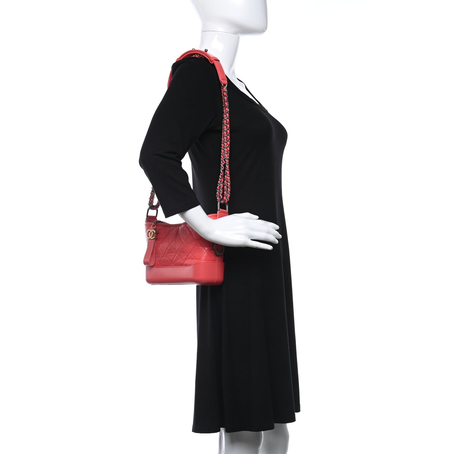 Aged Calfskin Quilted Small Gabrielle Hobo Coral