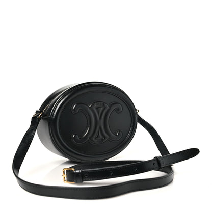 Celine Smooth Calfskin Cuir Triomphe Oval Bag Black 3 of 9