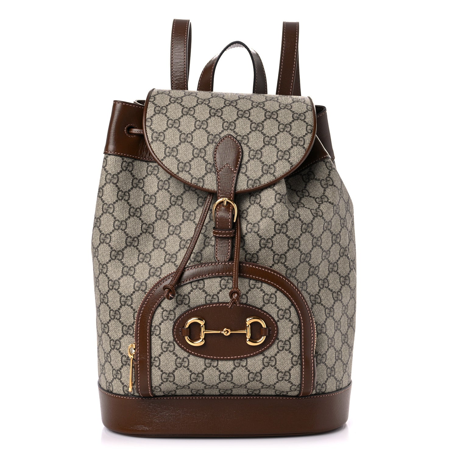 Gucci GG Supreme Monogram Calfskin Horsebit 1955 Single Buckle Backpack Beige Brown Sugar 1 of 10