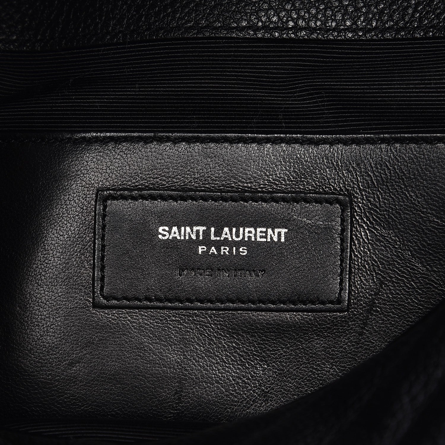 Saint Laurent Grained Calfskin Matelasse Chevron Medium Monogram Chain Bag Black 8 of 9