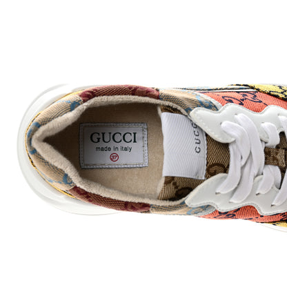 Gucci Monogram Multicolor Demetra Womens Rhyton Sneakers 37 Yellow Blue Great White Tabasco 7 of 9