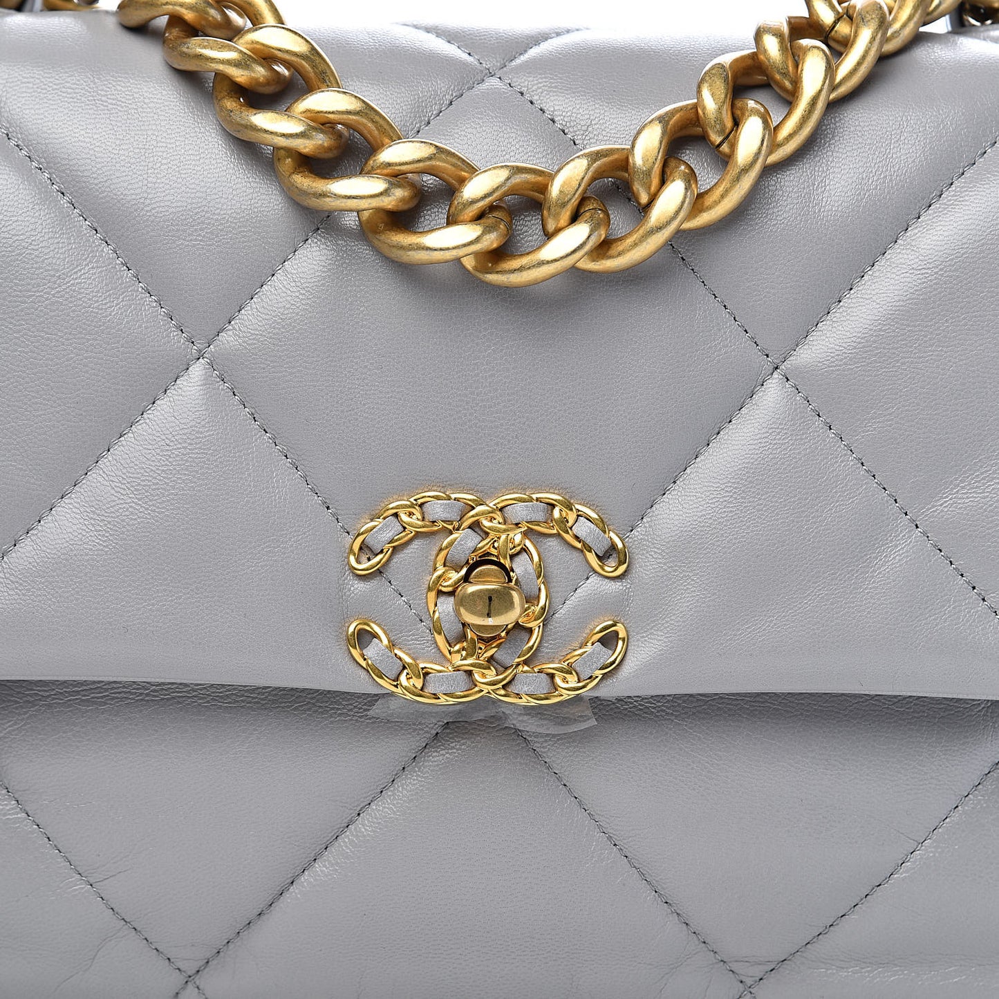 Goatskin Quilted Large 19 Flap Grey