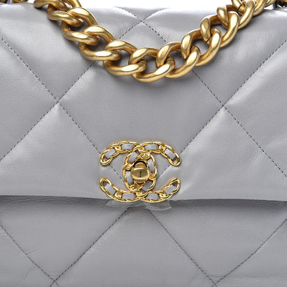 Chanel Goatskin Quilted Large 19 Flap Grey 10 of 11
