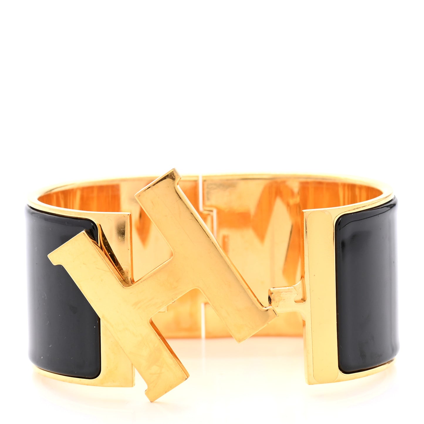 Enamel Extra Wide Clic Clac H Bracelet GM Black