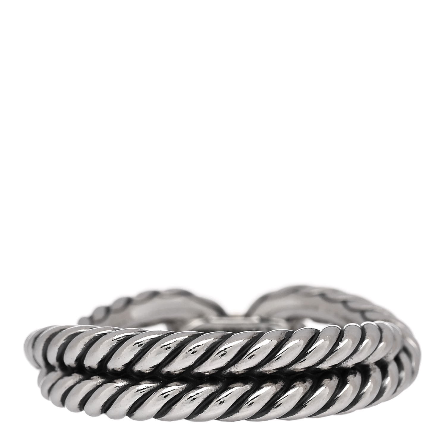 David Yurman Sterling Silver 18K Yellow Gold Cable Loop Ring 54 7 3 of 4