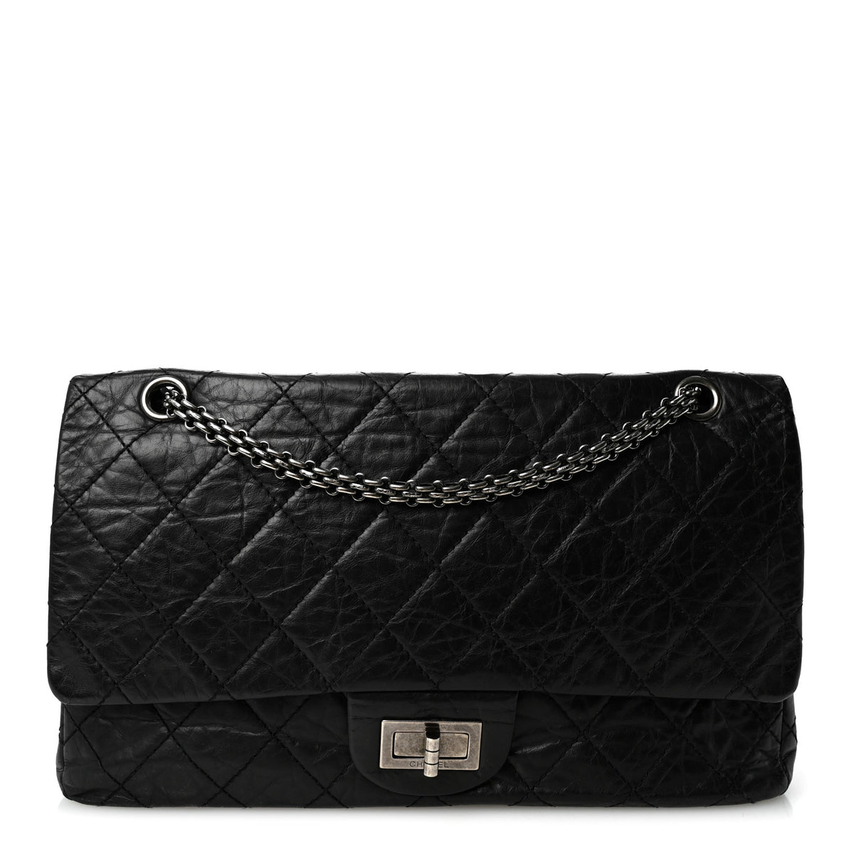 Aged Calfskin Quilted 2.55 Reissue 227 Flap Black