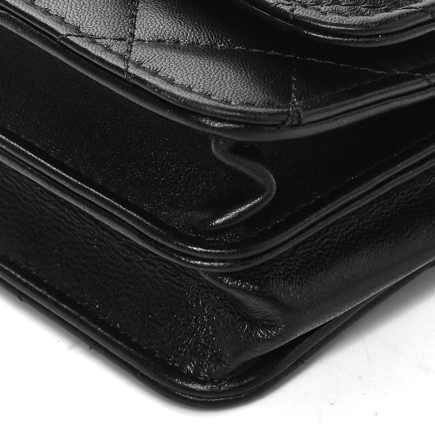 Lambskin Quilted Mini Trendy CC Wallet On Chain WOC Black