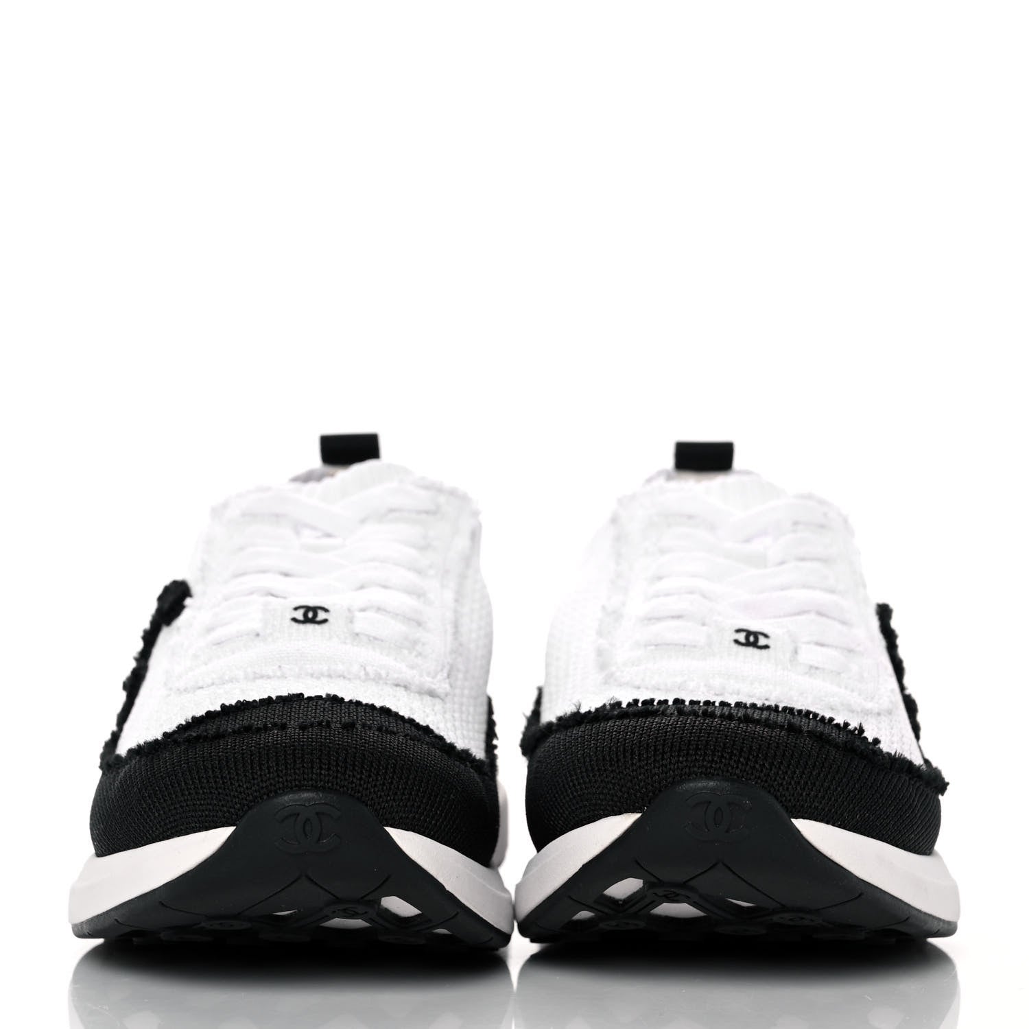 Chanel Knit Womens CC Sneakers CC Sneakers 37.5 White Black 2 of 9
