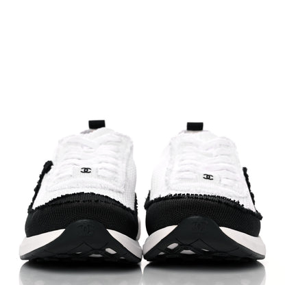 Chanel Knit Womens CC Sneakers CC Sneakers 37.5 White Black 2 of 9