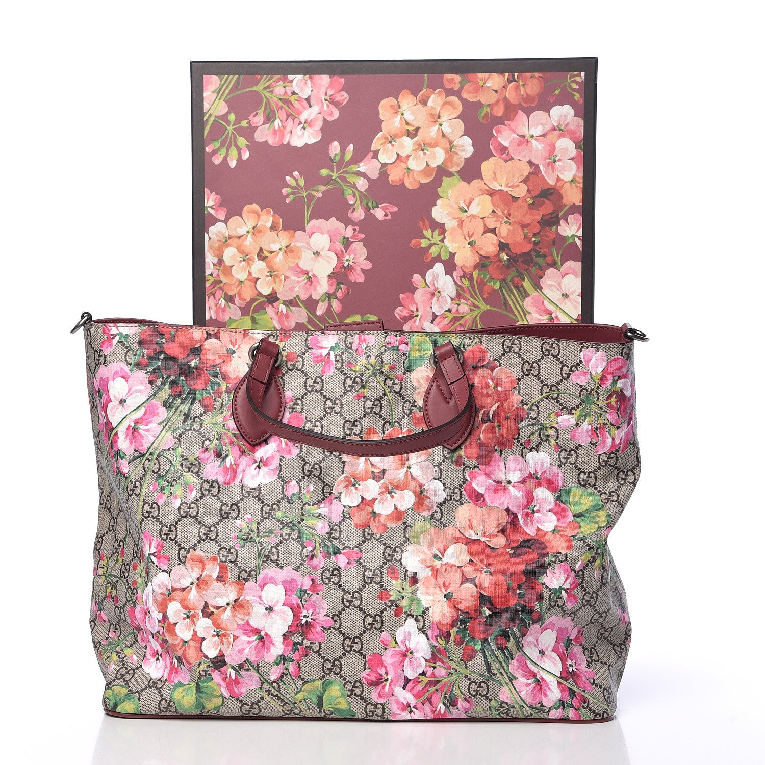 Gucci Soft GG Supreme Monogram Blooms Medium Crossbody Tote Beige Multicolor Dry Rose 12 of 12