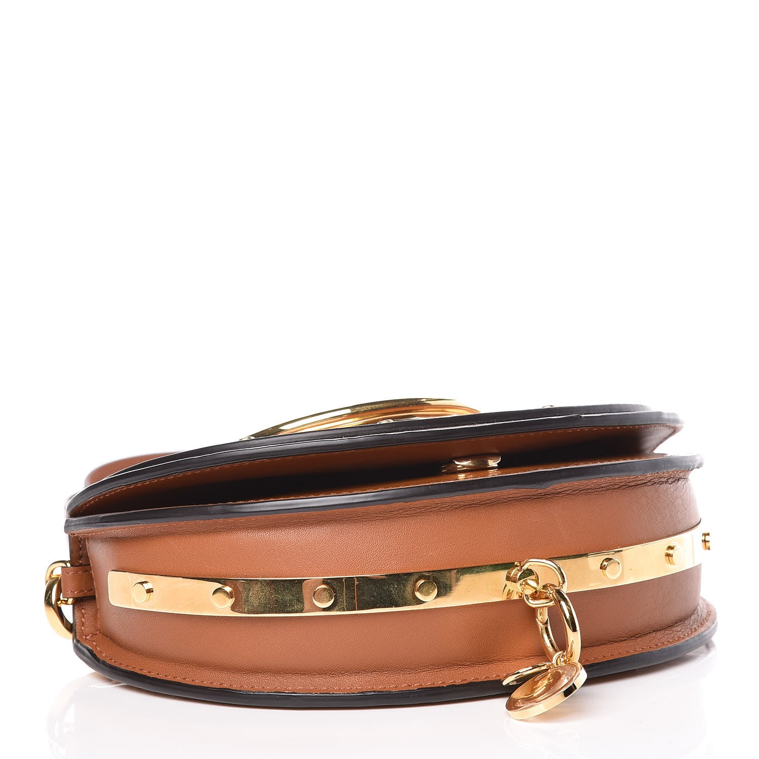 Chloe Spazzolato Sfumato Lambskin Calfskin Small Nile Bracelet Minaudiere Bag Caramel 5 of 11