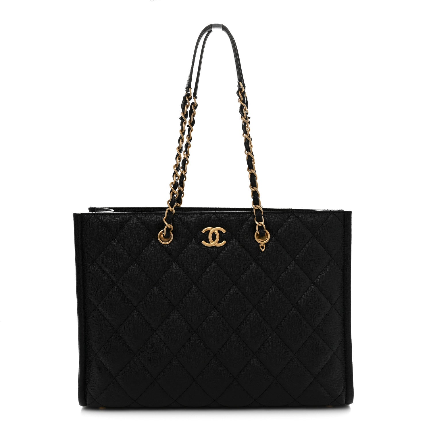 Chanel Caviar Quilted Chain Large Shopping Tote With Coin Purse Black 1 of 11