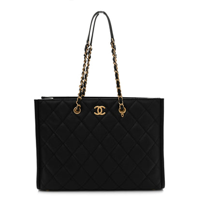 Chanel Caviar Quilted Chain Large Shopping Tote With Coin Purse Black 1 of 11