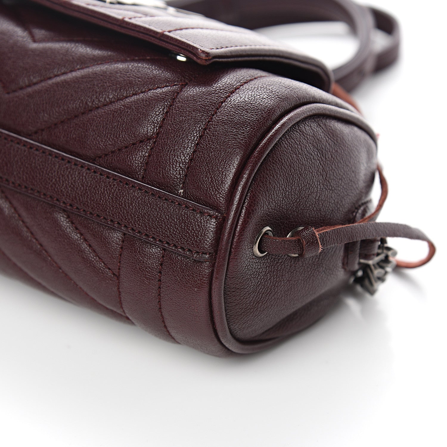 Saint Laurent Lambskin Matelasse Monogram East West Rider Bag Bordeaux 8 of 9