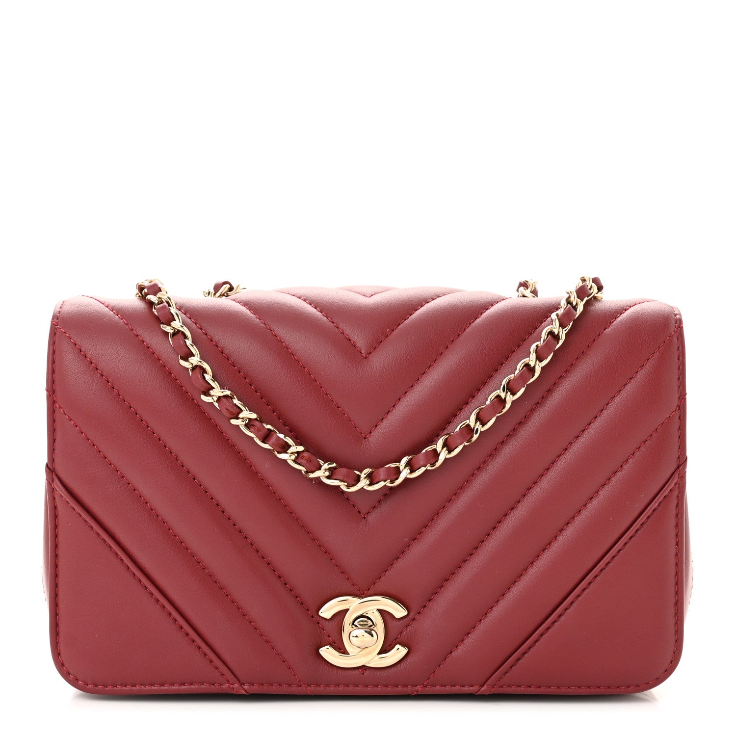 Chanel Calfskin Chevron Quilted Mini Statement Flap Red 1 of 11
