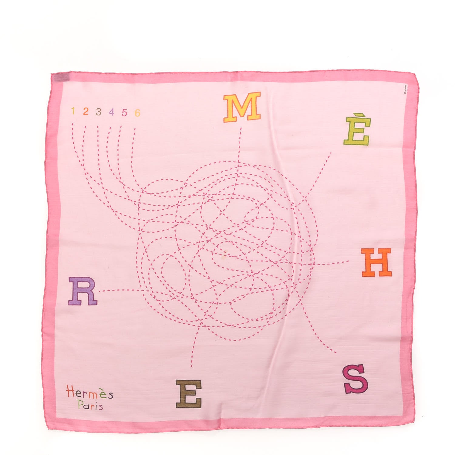 Hermes Cashmere Silk Fils Conducteurs Scarf 70 Violine Rose Pale 1 of 7