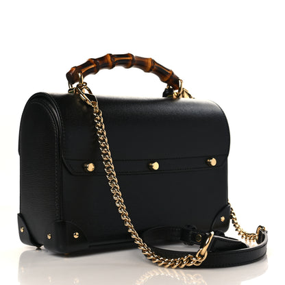 Gucci Calfskin Small Padlock Bamboo Shoulder Bag Black 3 of 9