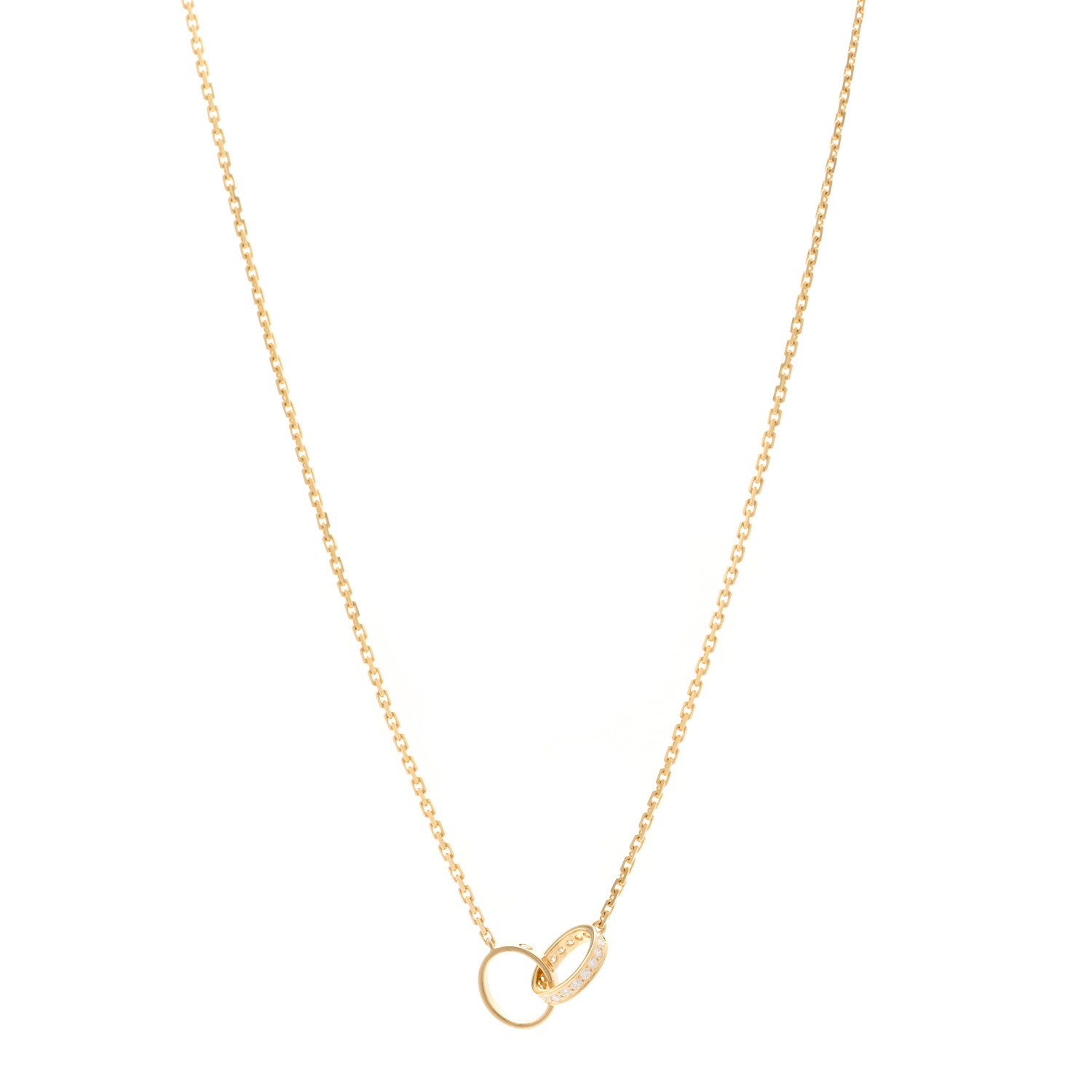 Cartier 18K Yellow Gold Diamond Interlocking LOVE Necklace 1 of 4