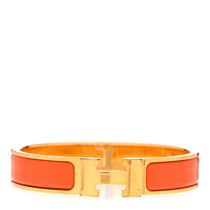 Hermes Enamel Narrow Clic Clac H Bracelet PM Orange Fruite 1 of 5