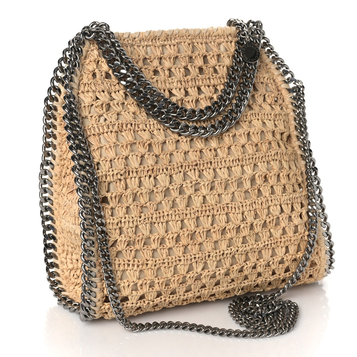 Raffia Mini Falabella Fold Over Tote Natural