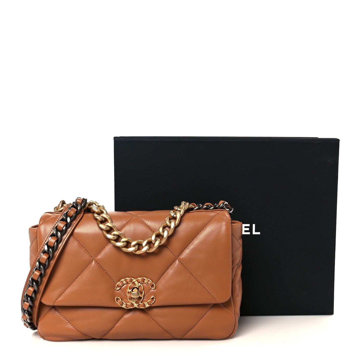 Chanel Lambskin Quilted Medium Chanel 19 Flap Brown 11 of 11