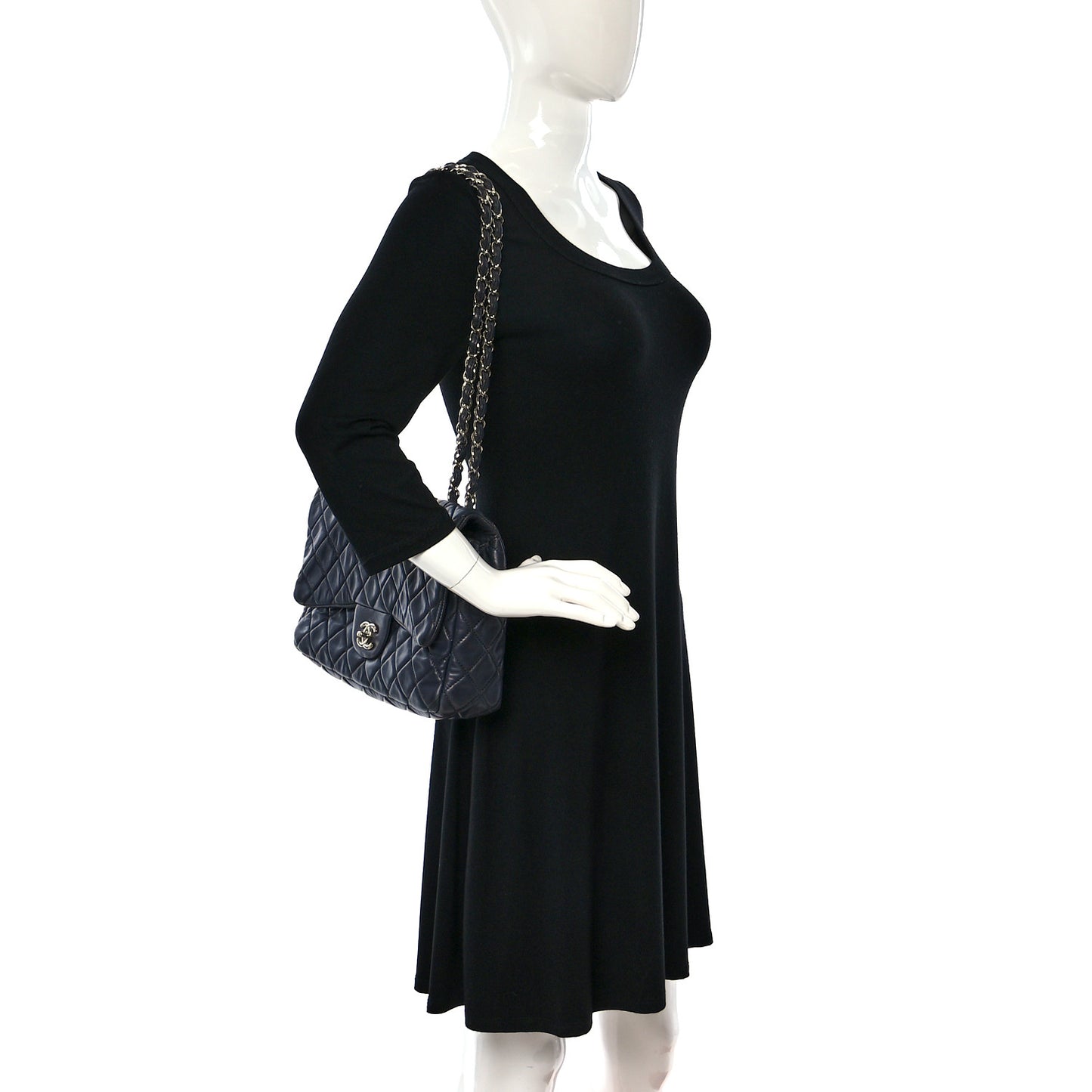 Lambskin Quilted Jumbo Single Flap Dark Grey