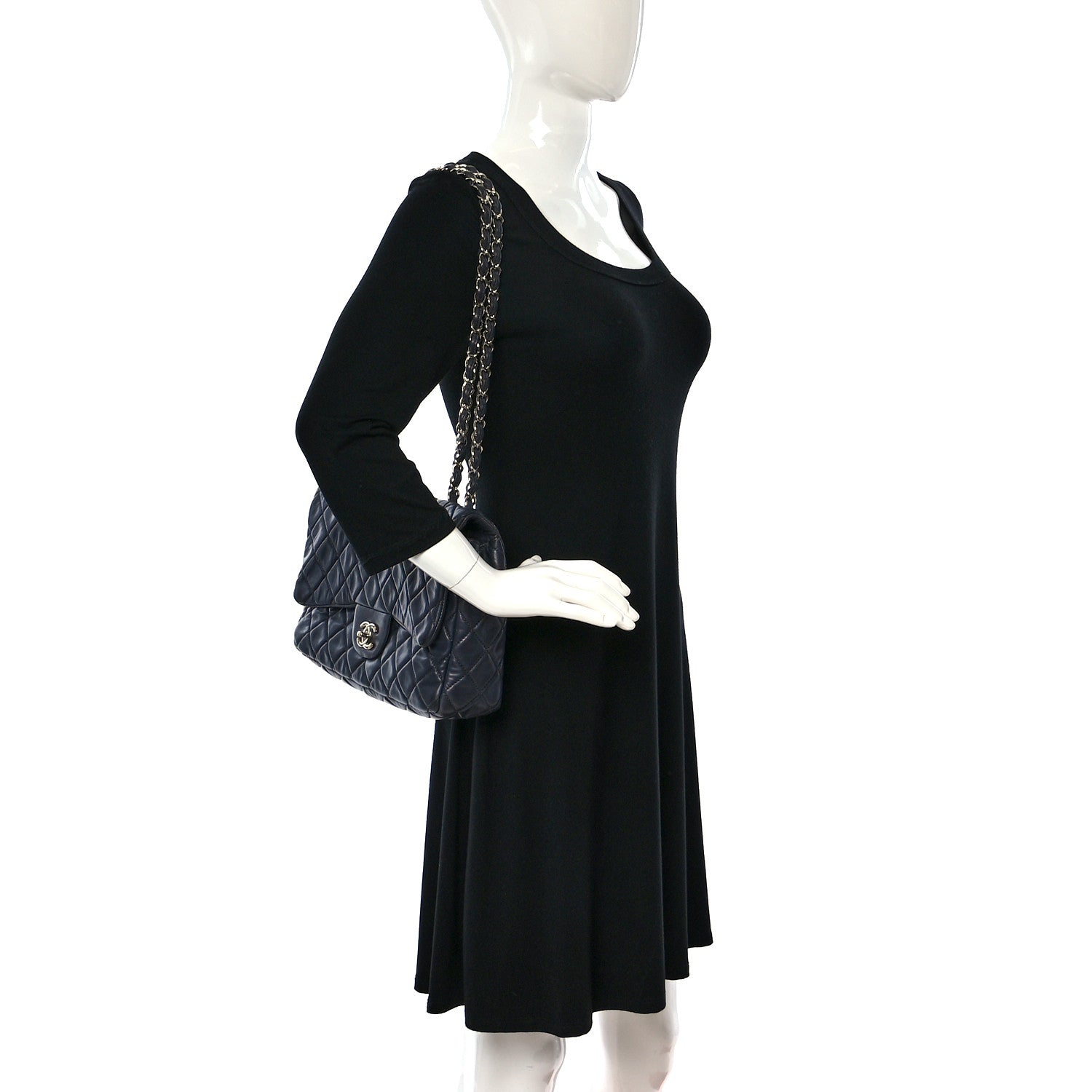 Chanel Lambskin Quilted Jumbo Single Flap Dark Grey 2 of 9