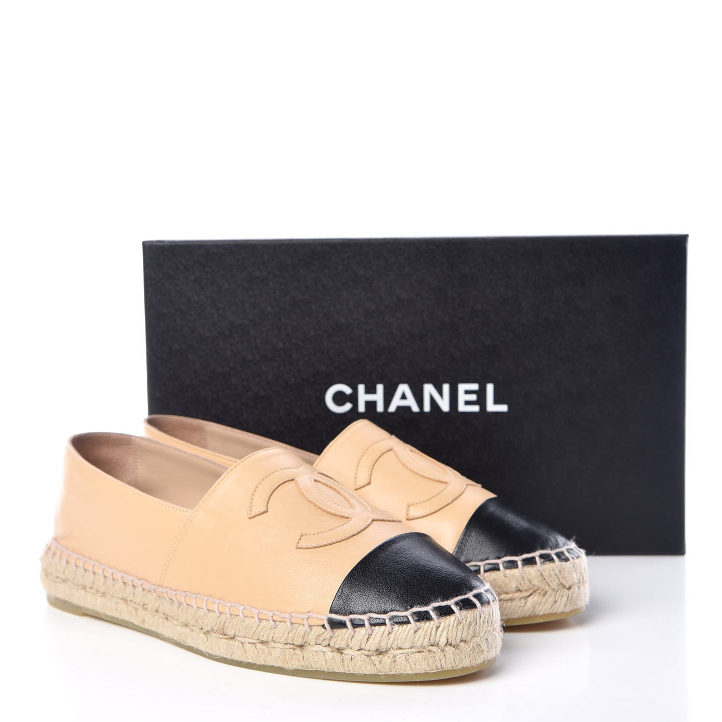Lambskin CC Espadrilles 38 Beige Black