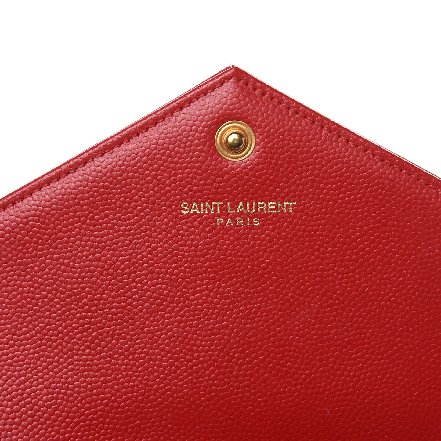 Grain De Poudre Matelasse Chevron Monogram Envelope Chain Wallet New Red