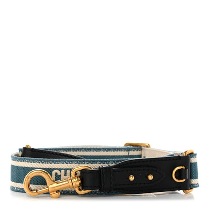 Christian Dior Canvas Embroidered Adjustable Shoulder Strap Deep Ocean 1 of 6