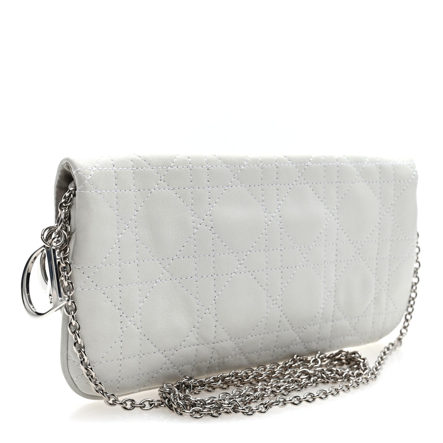 Lambskin Cannage Lady Dior Chain Clutch White