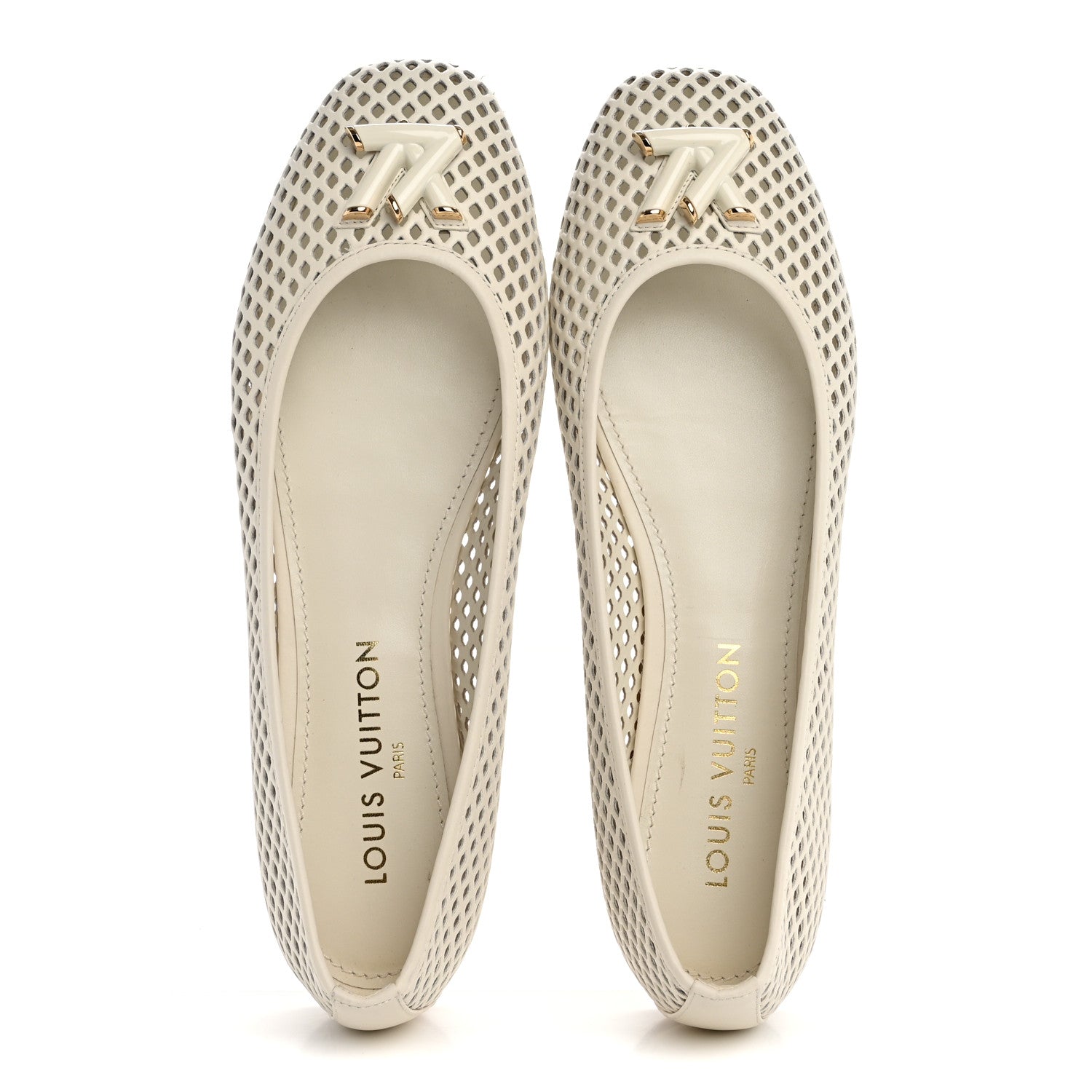 Louis Vuitton Perforated Calfskin Shake Ballerina Flat 41 Cream 2 of 8