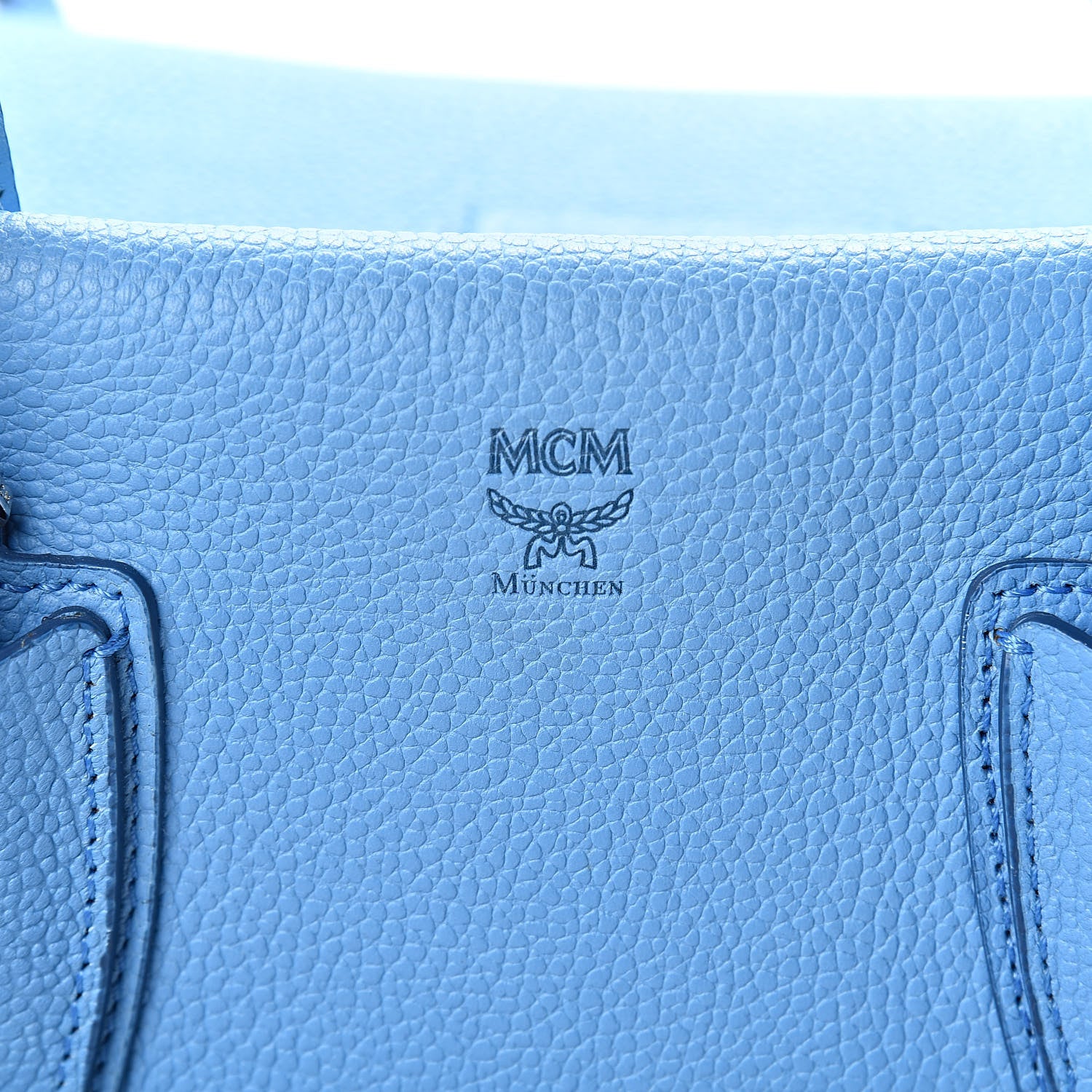 MCM Grained Calfskin Medium Milla Tote Tile Blue 7 of 15