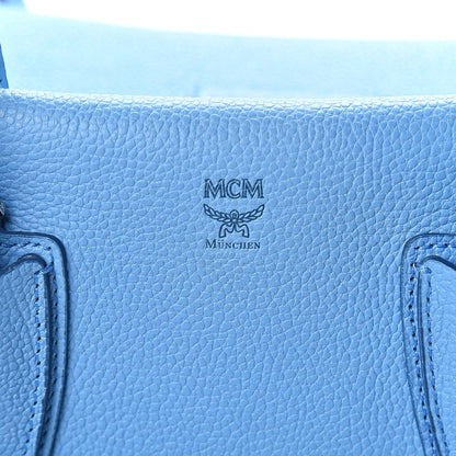 MCM Grained Calfskin Medium Milla Tote Tile Blue 7 of 15