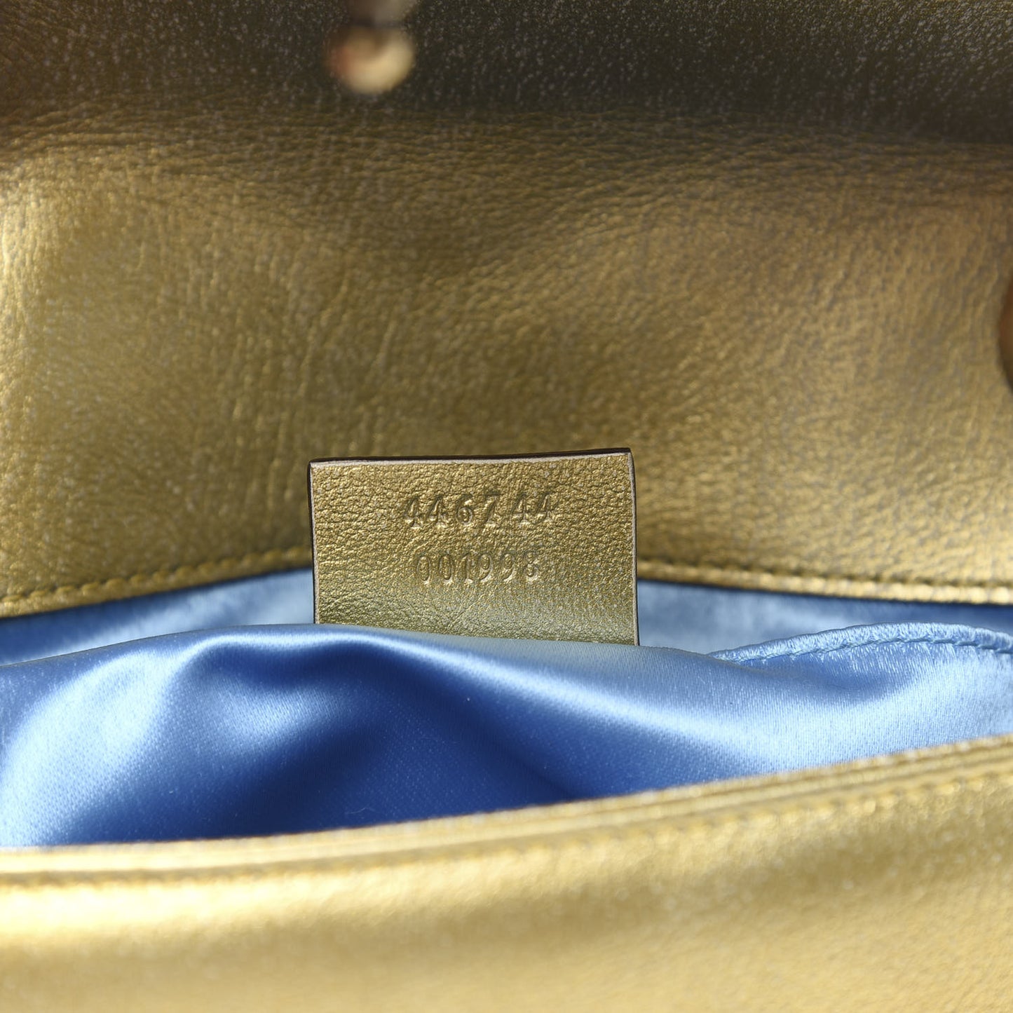Metallic Calfskin Matelasse Mini GG Marmont Shoulder Bag Gold Pink