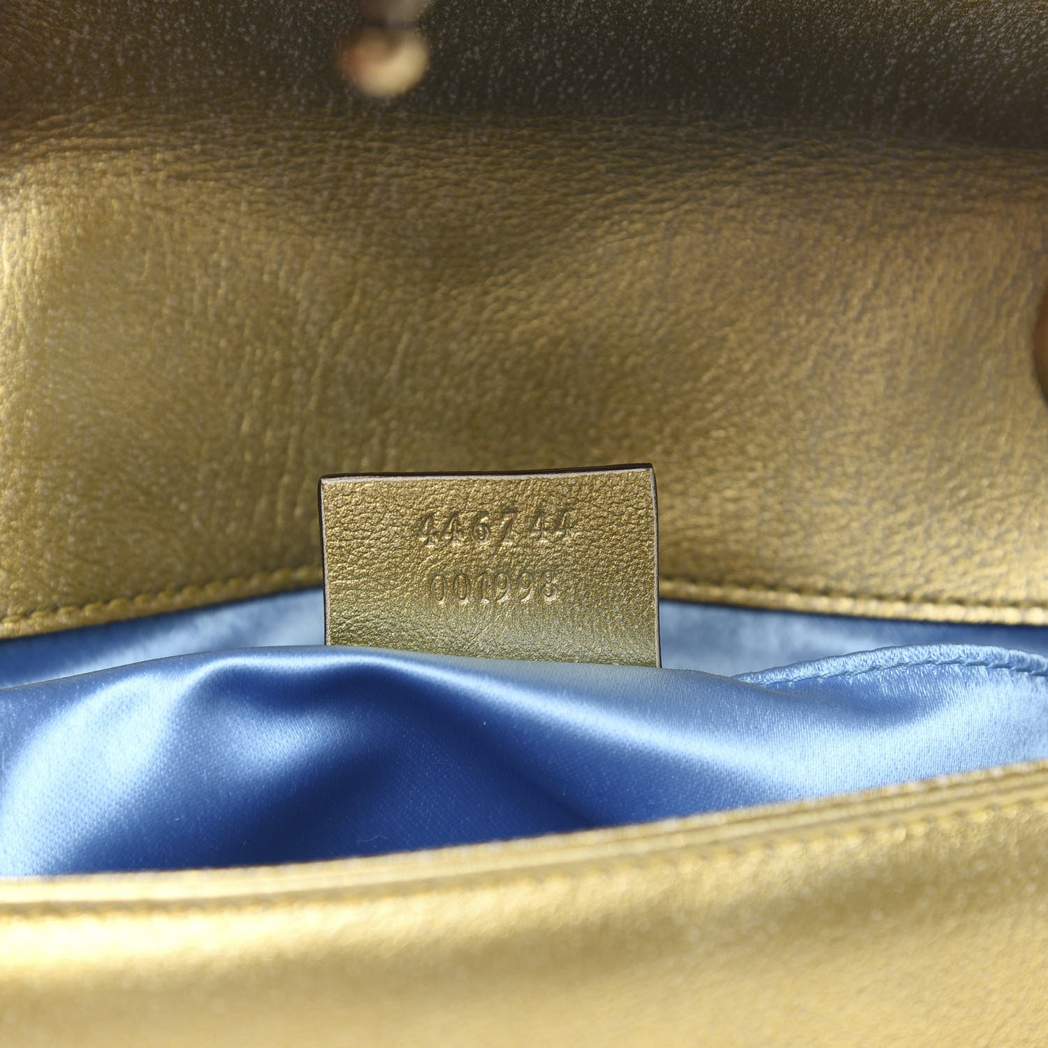 Gucci Metallic Calfskin Matelasse Mini GG Marmont Shoulder Bag Gold Pink 8 of 11
