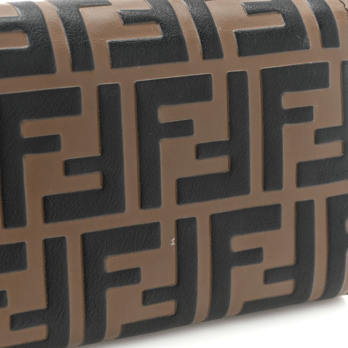 Vitello Soft F is Fendi Bi-Color FF 1974 Embossed Continental Envelope Wallet Maya Black
