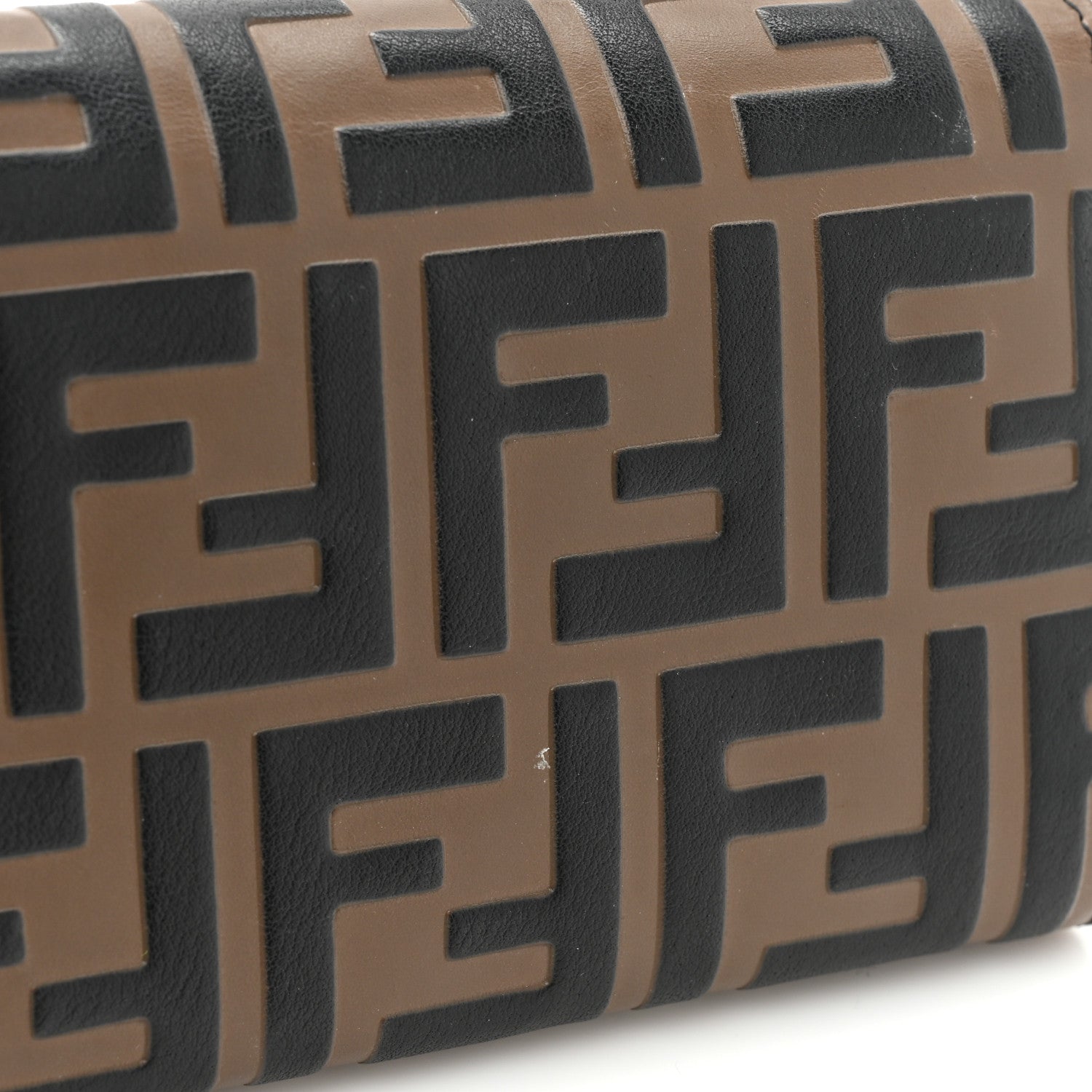 Fendi Vitello Soft F is Fendi Bi-Color FF 1974 Embossed Continental Envelope Wallet Maya Black 14 of 16