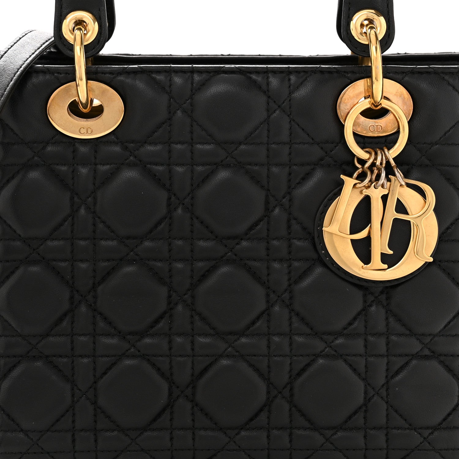 Christian Dior Lambskin Cannage Medium Lady Dior Black 8 of 10