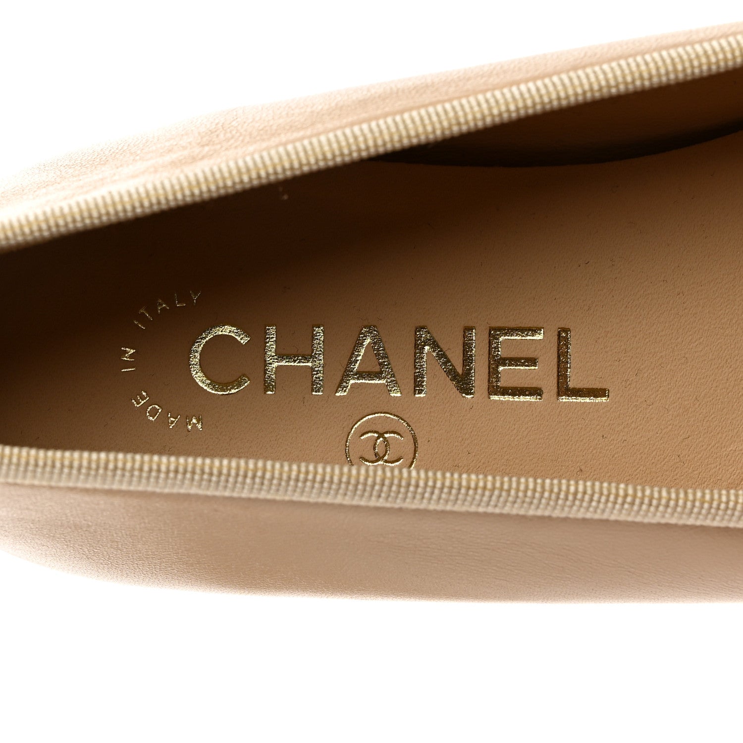 Chanel Lambskin Cap Toe CC Ballerina Flats 37 Beige Black 6 of 9